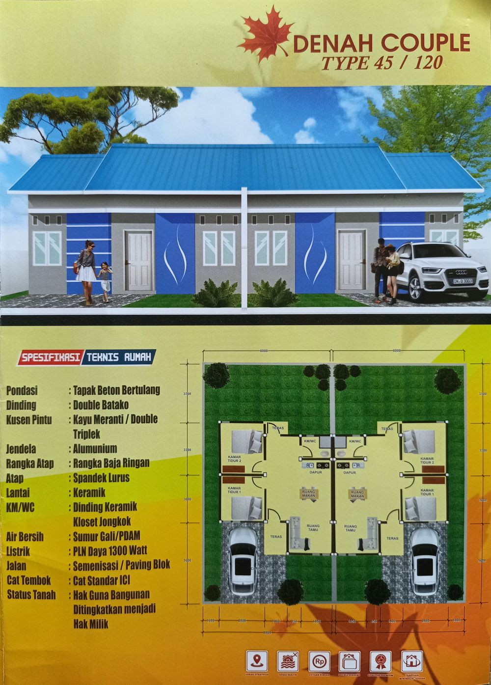 foto denah rumah tipe 45/120 perumahan SANDORA 2