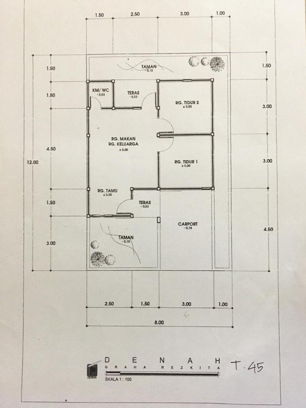foto denah rumah tipe 45 perumahan Graha Rezkita Bone