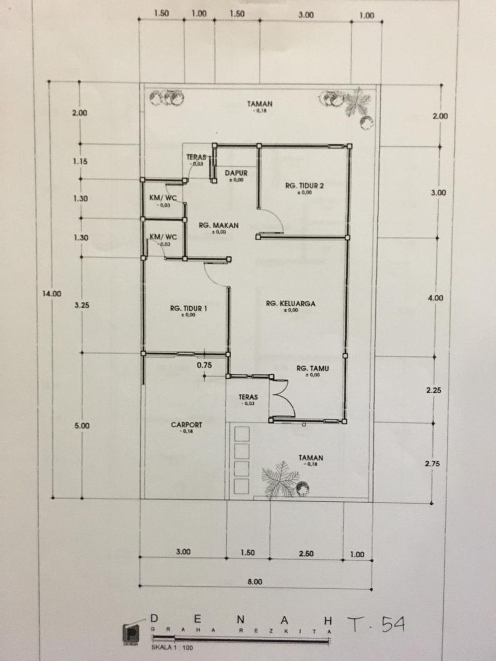 foto denah rumah tipe 54 perumahan Graha Rezkita Bone