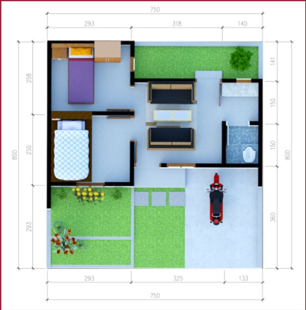 foto denah rumah tipe 32/60 perumahan Griya Bhina Karya Teras