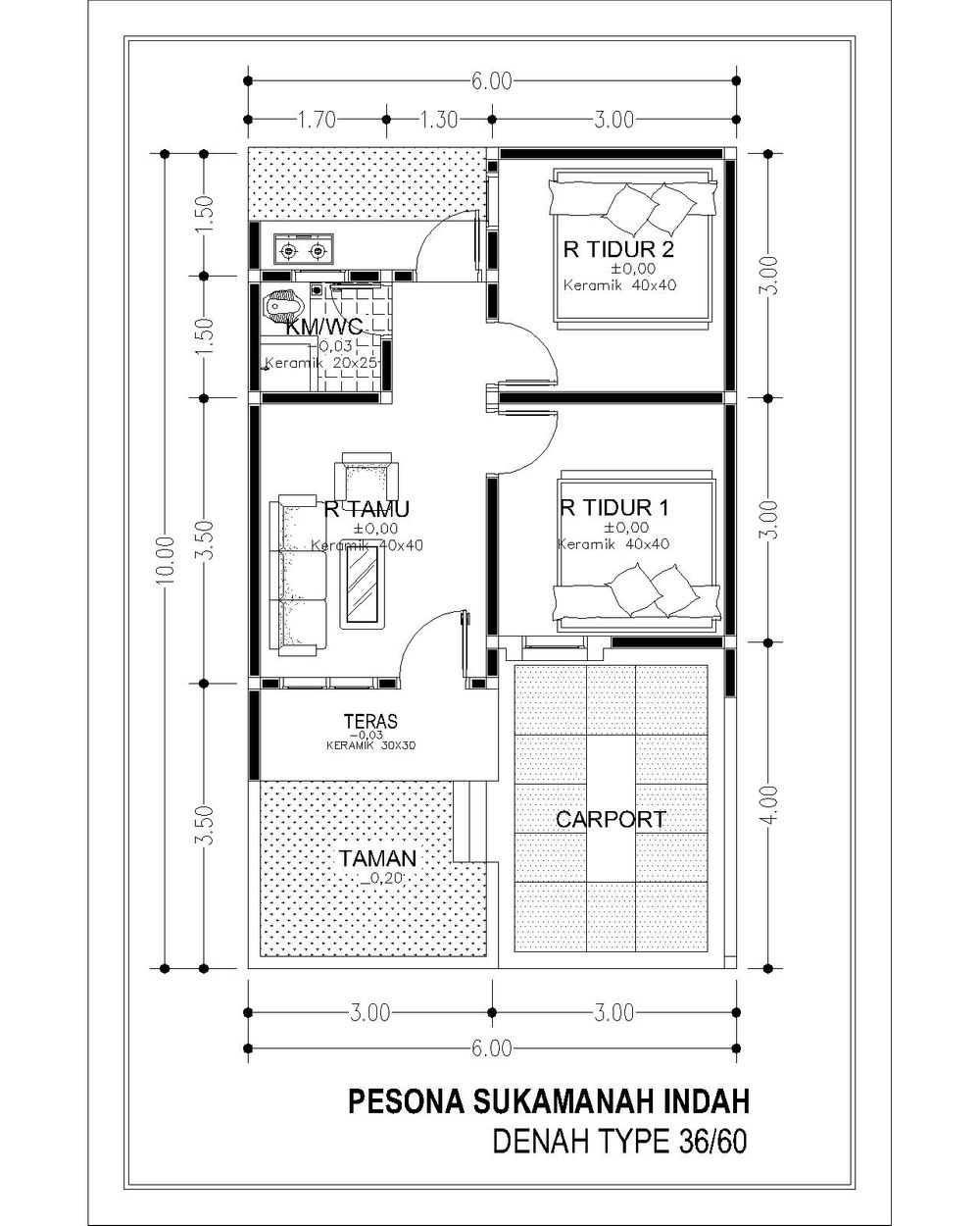 foto denah rumah tipe 36 perumahan PESONA SUKAMANAH INDAH