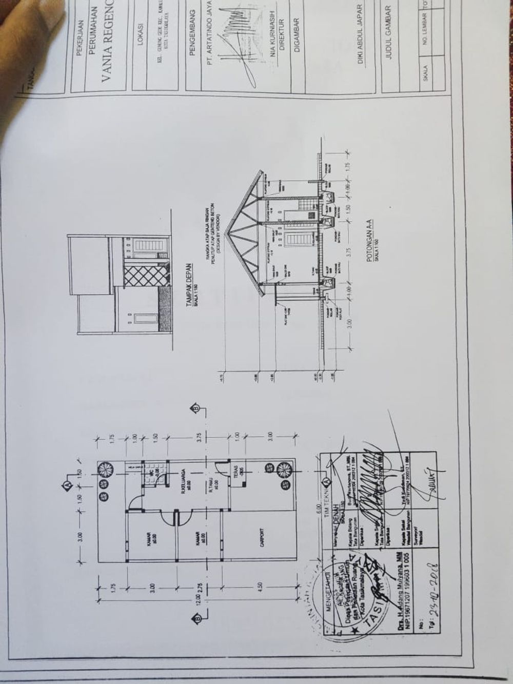 foto denah rumah tipe 36/69 perumahan VANIA REGENCY