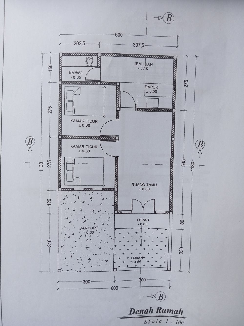foto denah rumah tipe 36/68 perumahan Citarum City