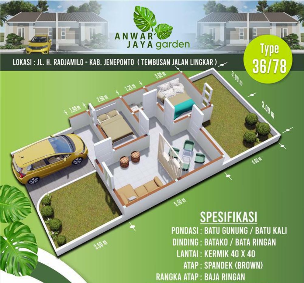 foto denah rumah tipe Subsidi perumahan ANWAR JAYA GARDEN