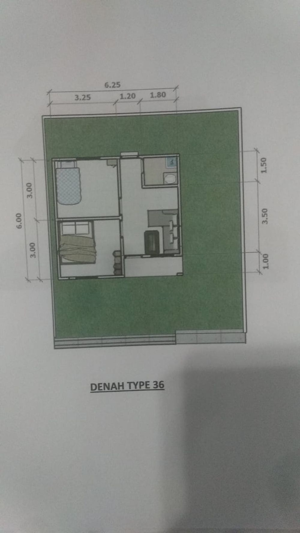 foto denah rumah tipe 36 perumahan Griya surya cadek