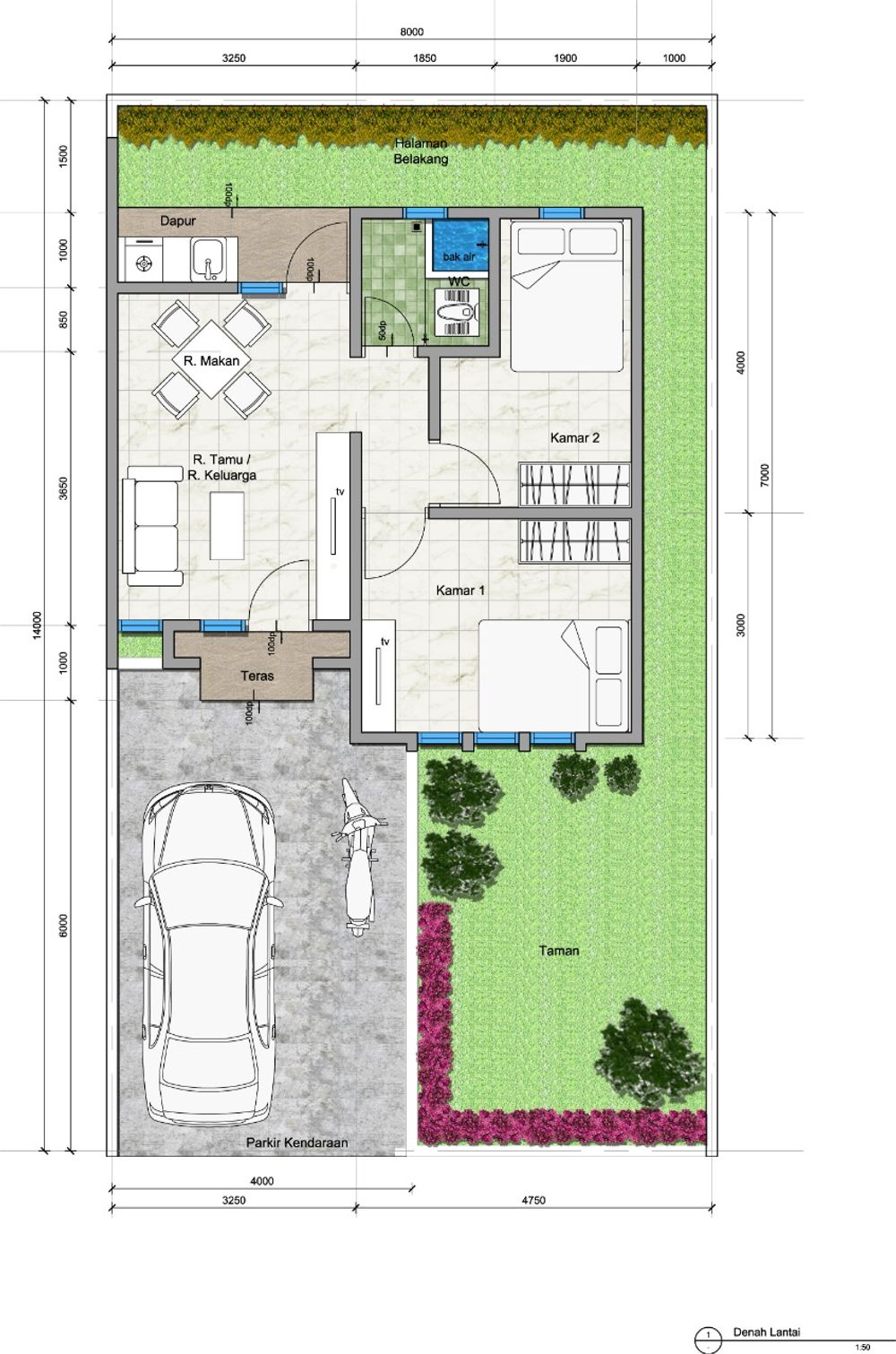 foto denah rumah tipe 36/104 perumahan FAANZA JAYA RESIDENCE 1