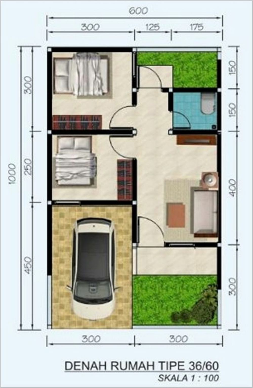 foto denah rumah tipe BA perumahan Badran Asri, Nguter