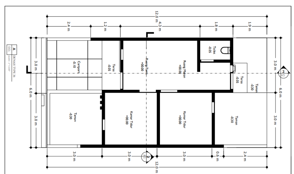 foto denah rumah tipe 36/72 perumahan aB Residence Lekopancing