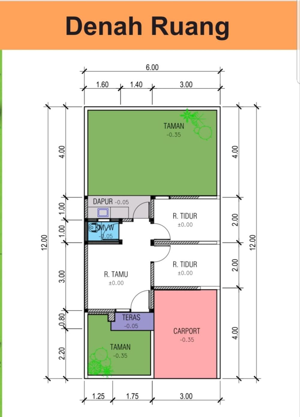 foto denah rumah tipe 27/60 perumahan Permata Duren Residence