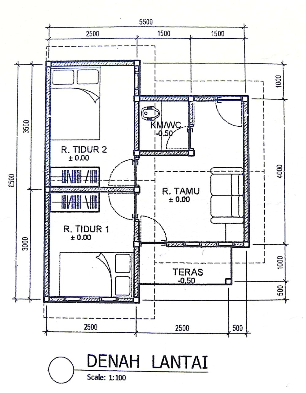 foto denah rumah tipe 30/80M2 perumahan TAMAN ASRI 2