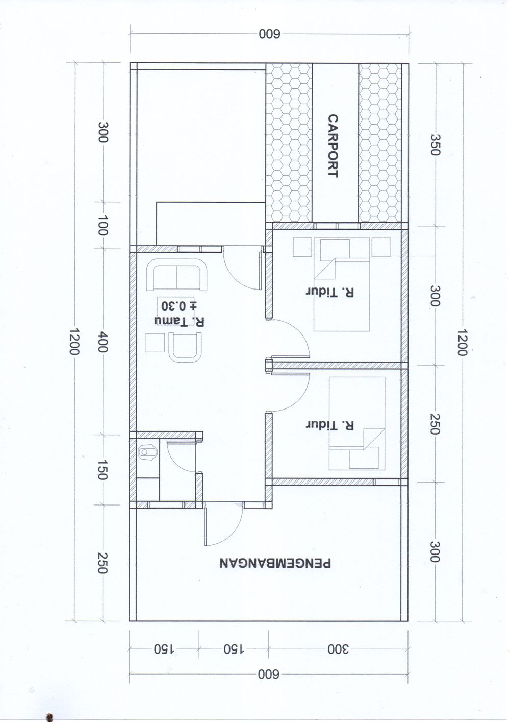 foto denah rumah tipe 36/72 perumahan Griya Citra Mekarwangi