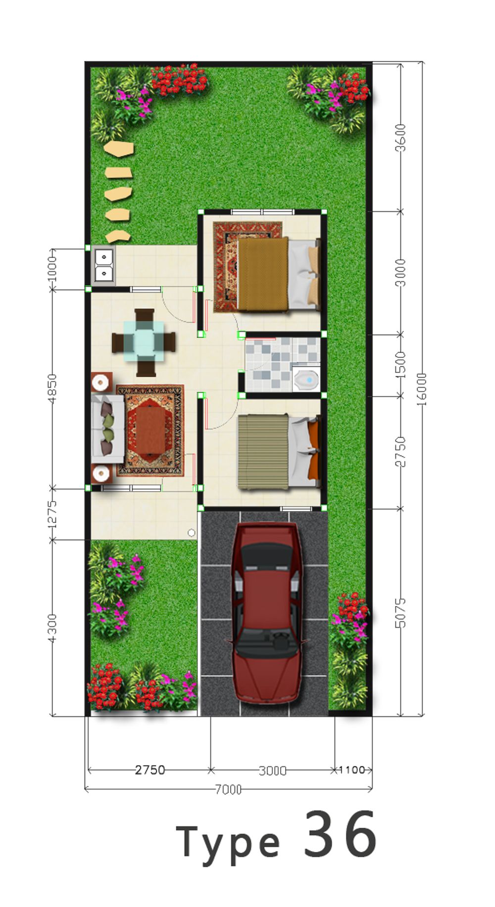 foto denah rumah tipe 36 perumahan Graha HM.Hasan