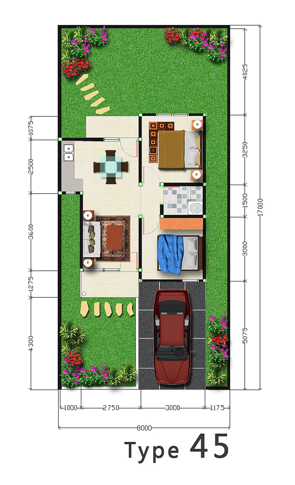 foto denah rumah tipe 45 perumahan Graha HM.Hasan