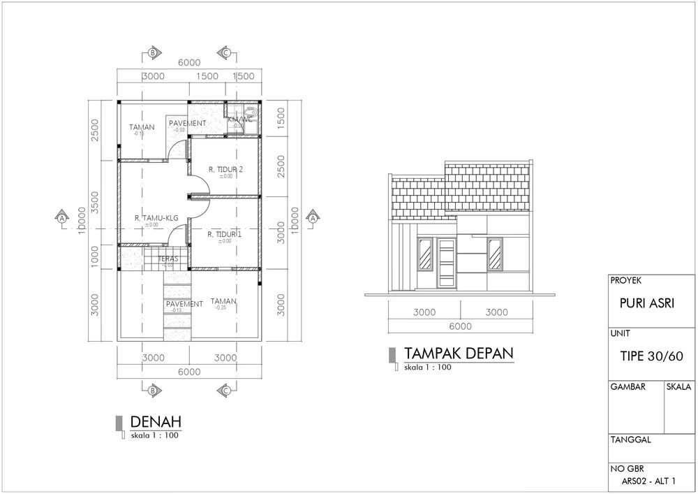 foto denah rumah tipe 30/60 perumahan Perumahan Puri Asri 2 Tahap 1