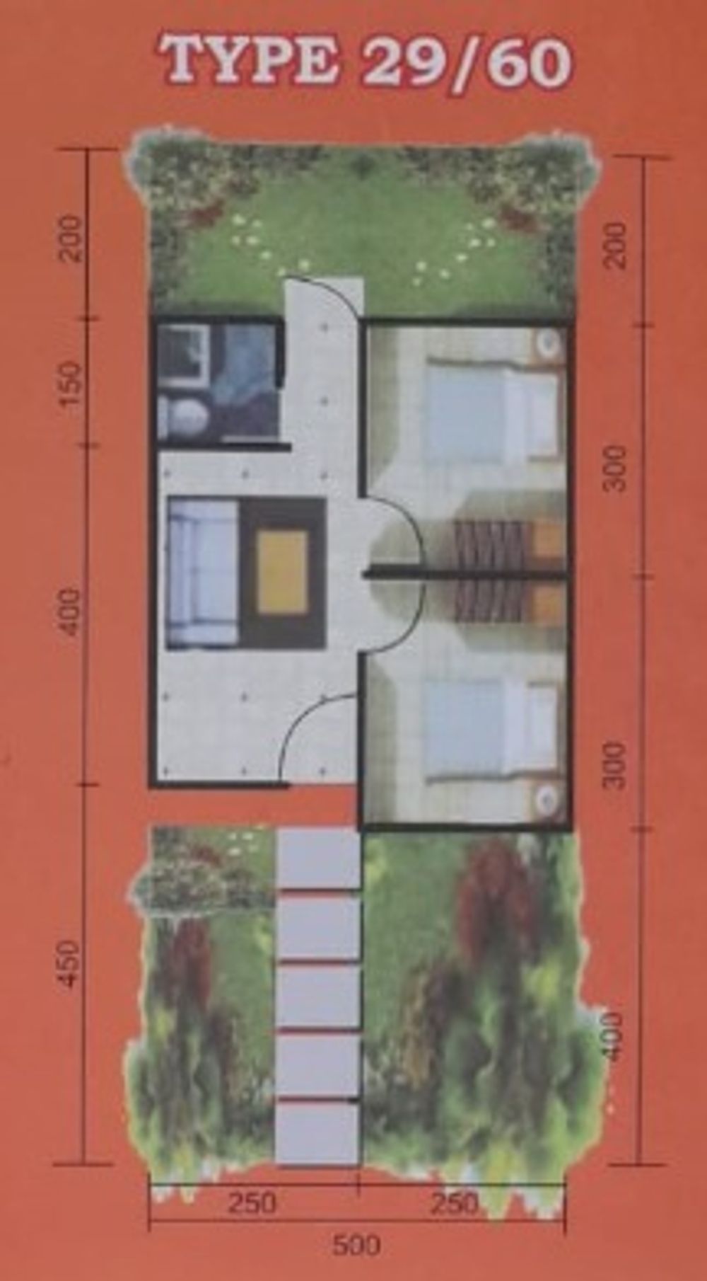 foto denah rumah tipe 29/60 perumahan Cibening Indah
