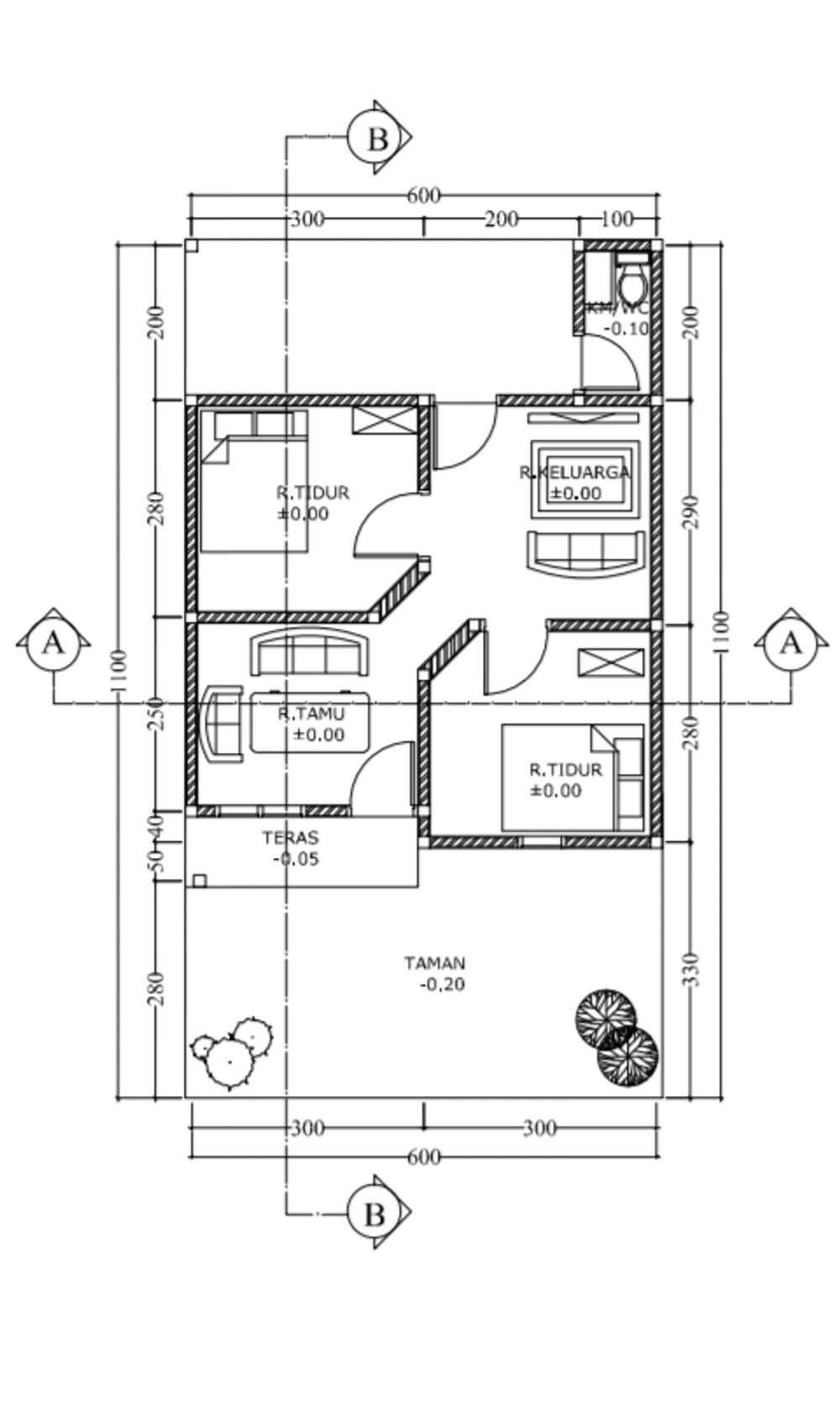 foto denah rumah tipe 36 perumahan BENGAWAN INDAH