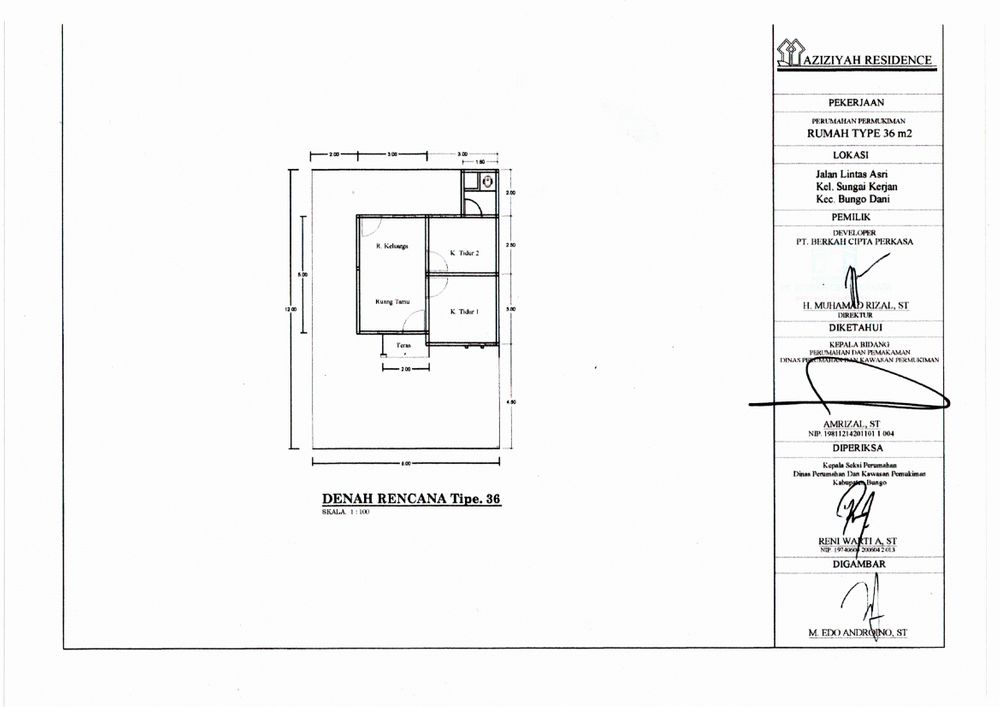 foto denah rumah tipe 36 perumahan AZIZIYAH RESIDENCE