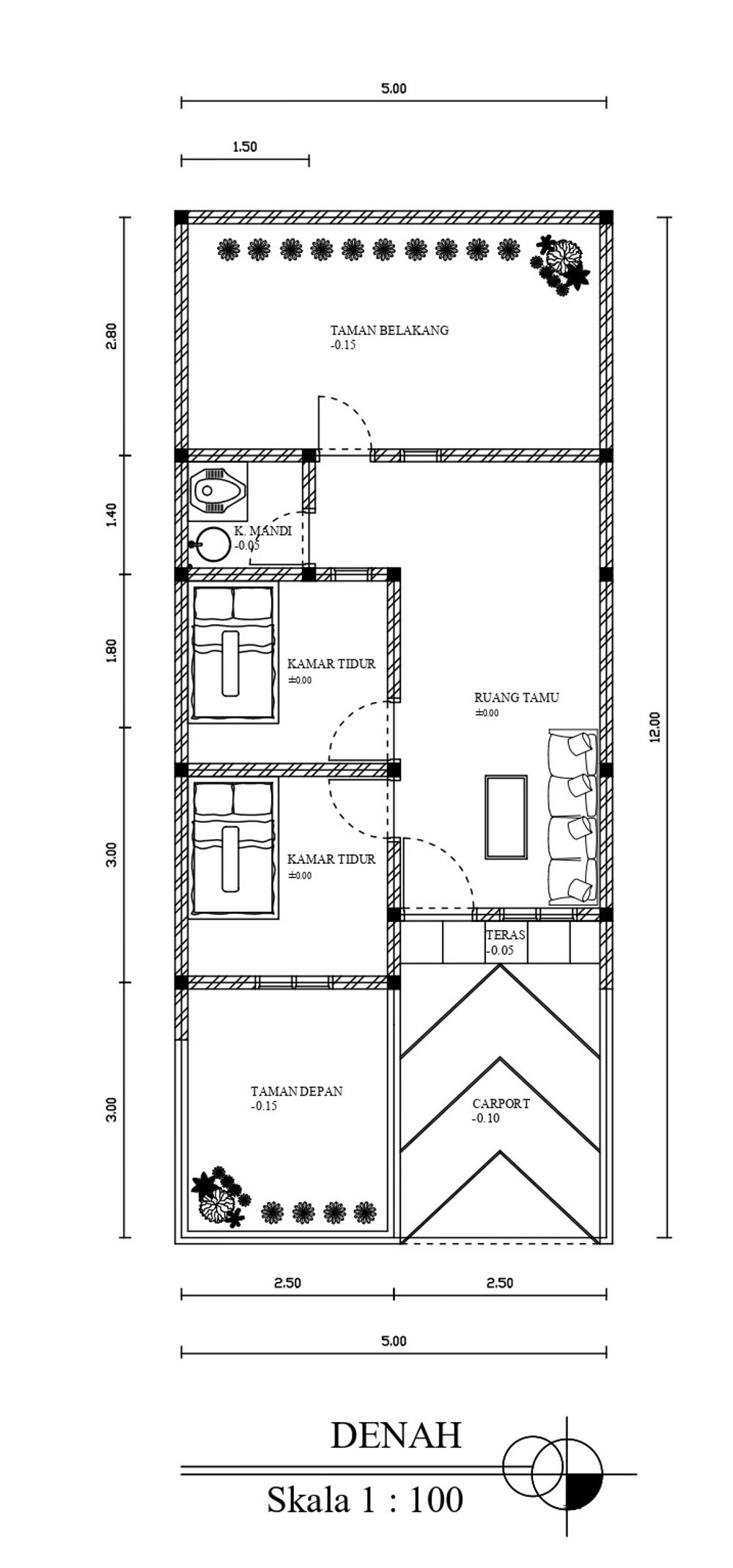 foto denah rumah tipe 36/60 perumahan Pondok Indah Gempol 2