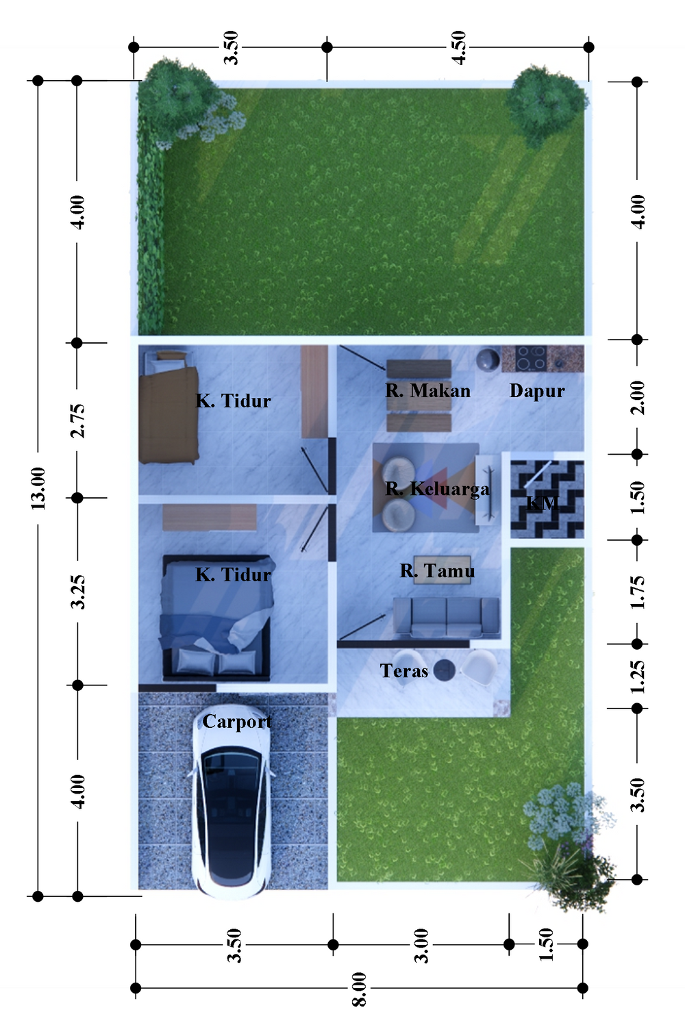 foto denah rumah tipe 45 perumahan ARFEN RESIDENCE II