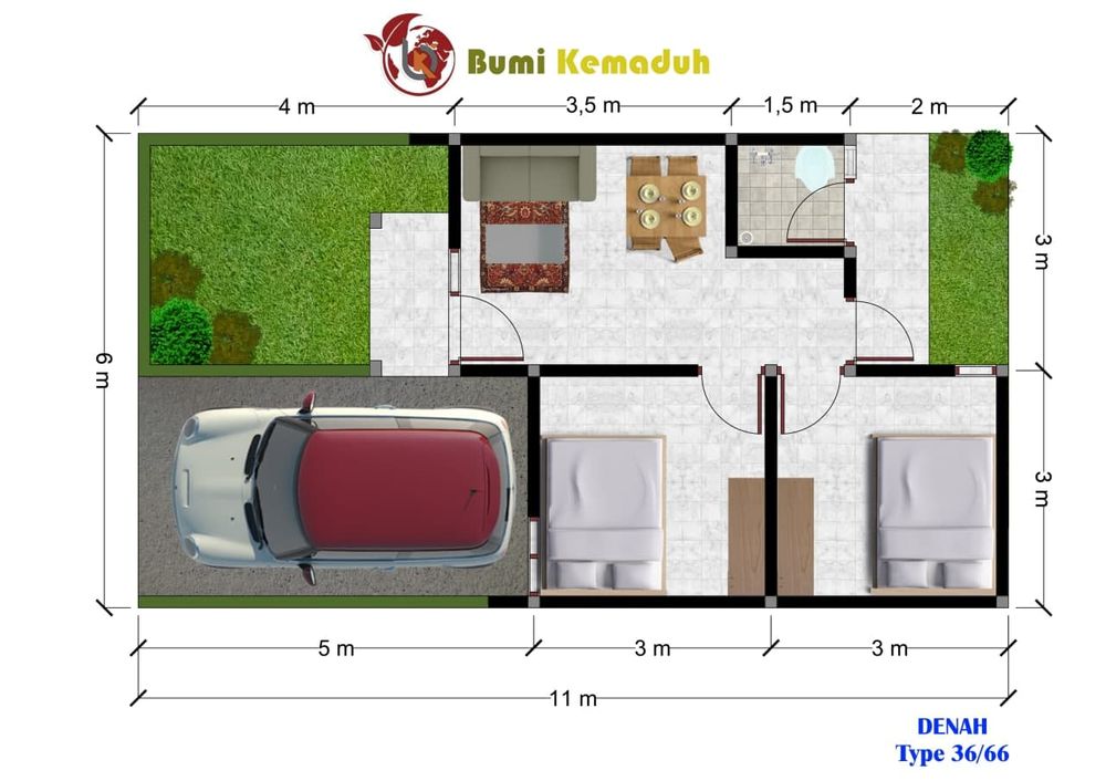 foto denah rumah tipe 36 perumahan BUMI KEMADUH