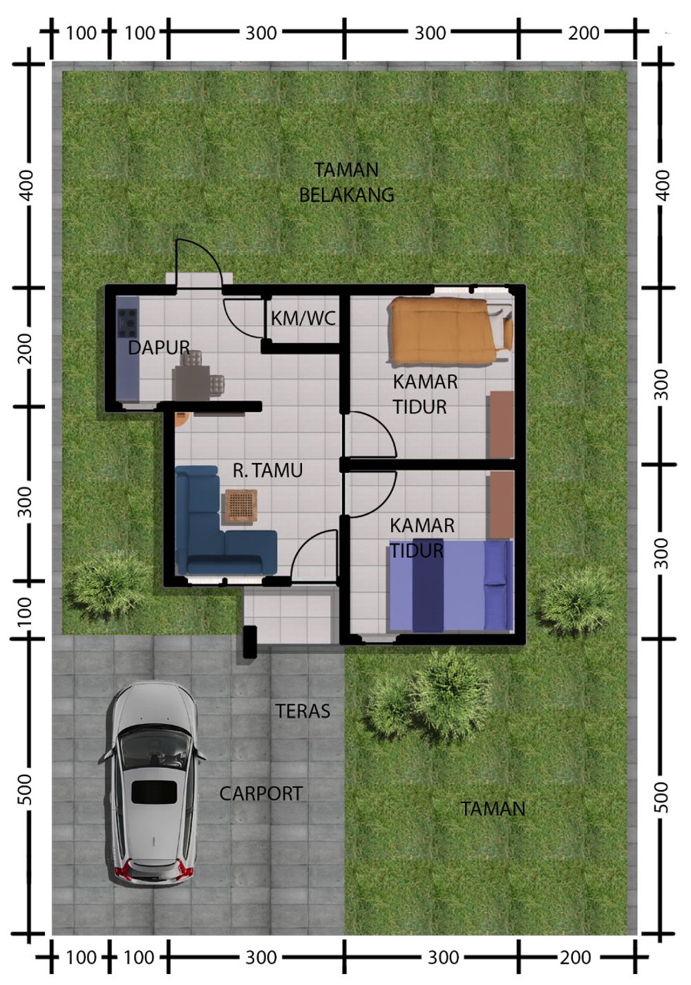 foto denah rumah tipe 36/126 perumahan GRIYA SENTRAL PURNAWIRA