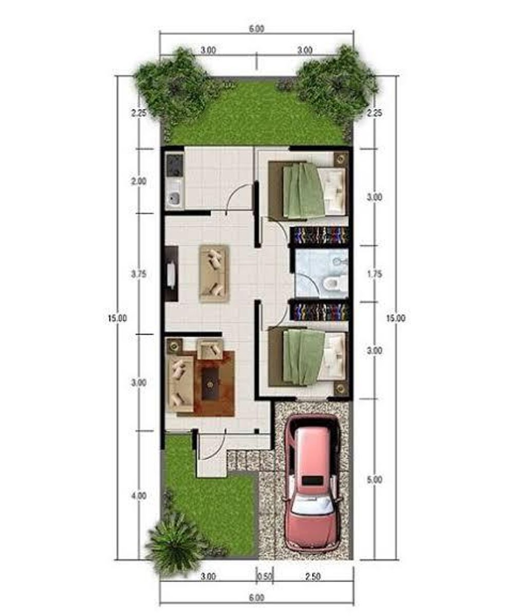 foto denah rumah tipe 36/90 perumahan Grand Ramunia Residence