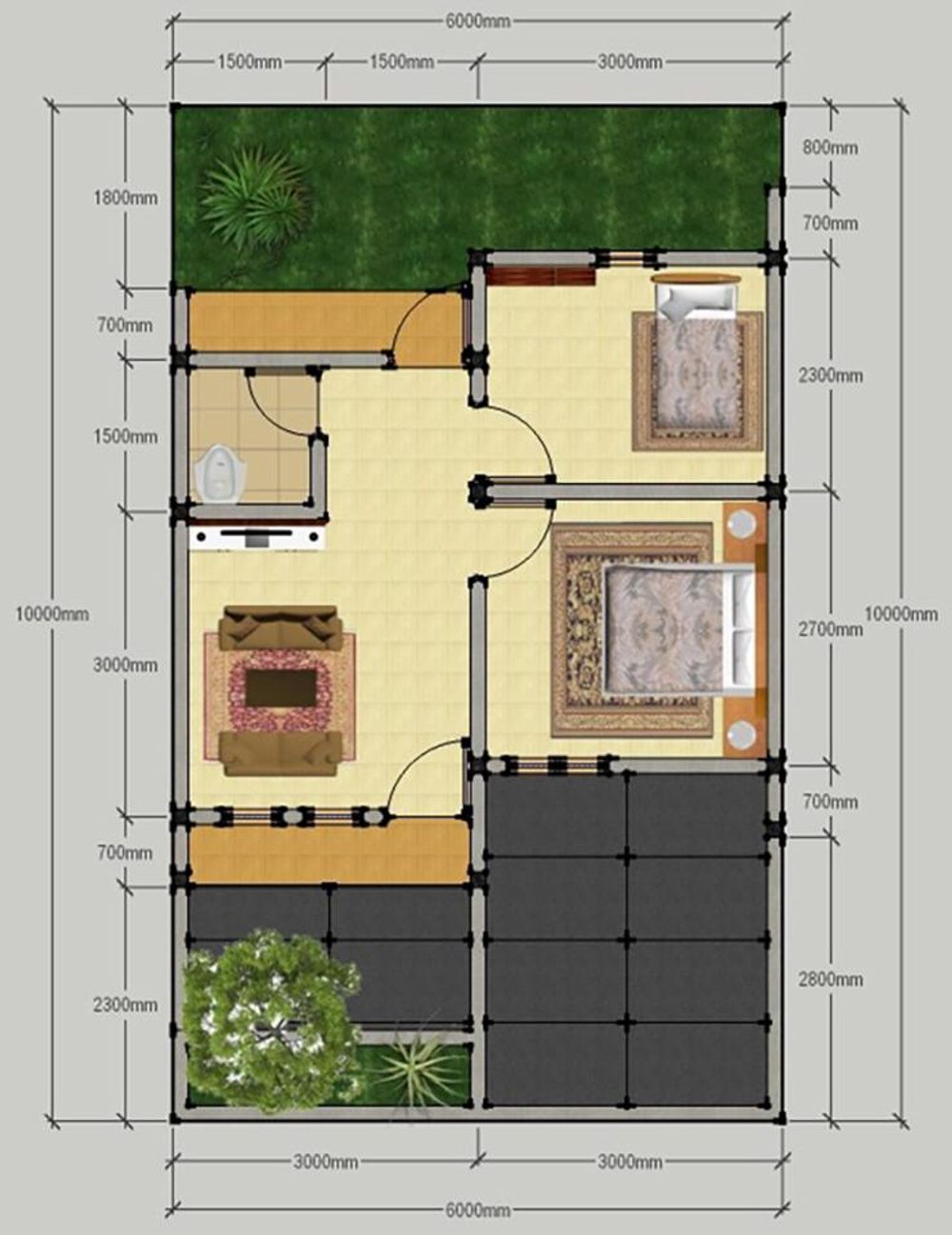 foto denah rumah tipe Dafodil Rp. 150.500.000 perumahan KIARA GARDEN 2 (tahap 2)