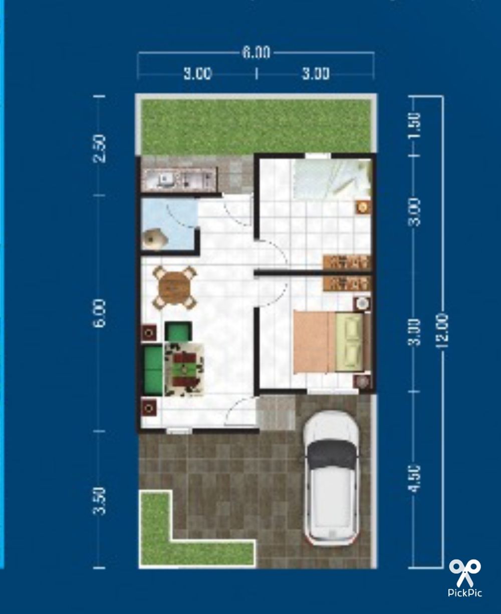 foto denah rumah tipe 36/72 perumahan Pesona Indah Residence I 