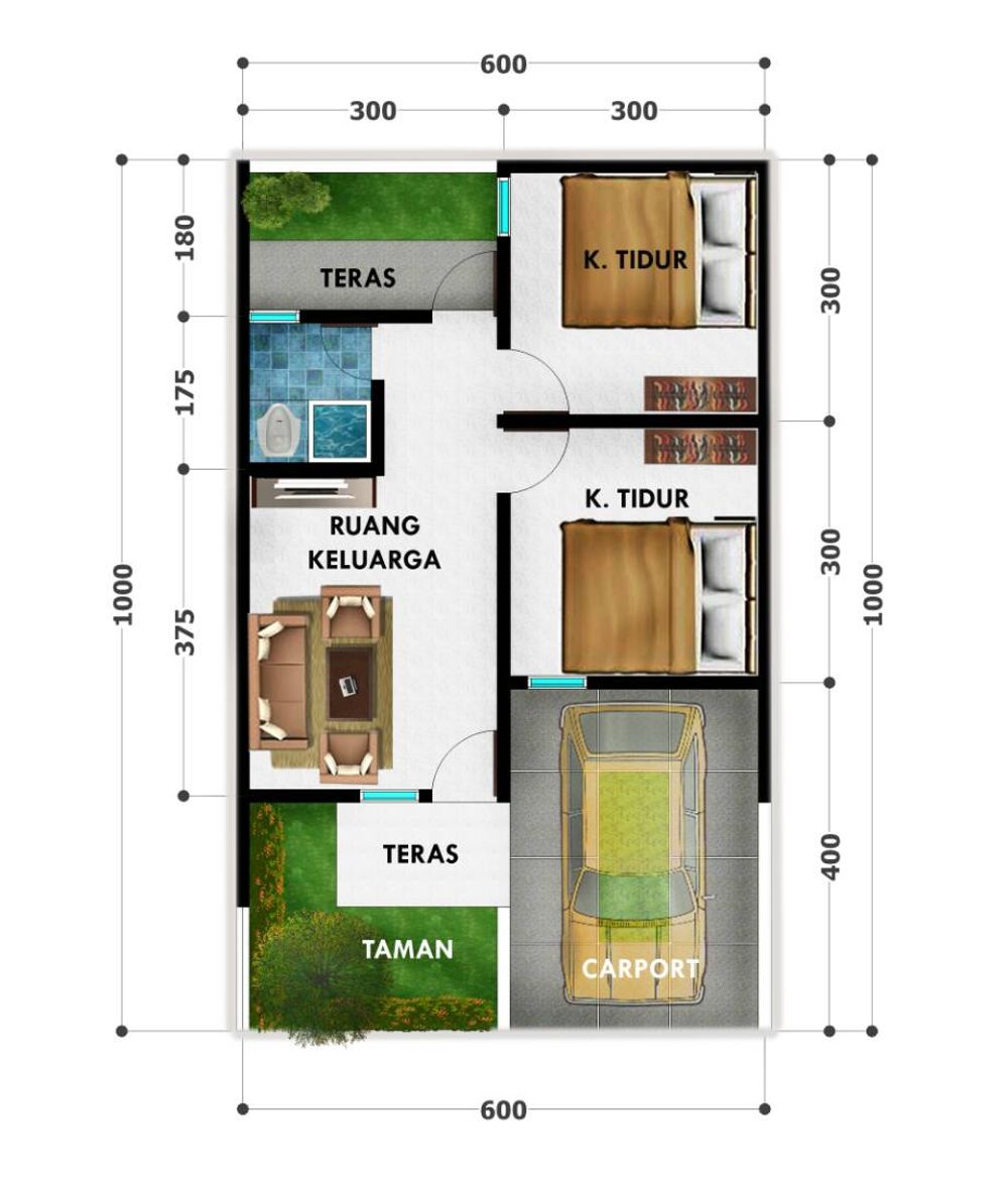 foto denah rumah tipe 36/72 perumahan Winaya Regency Bukit Gintung
