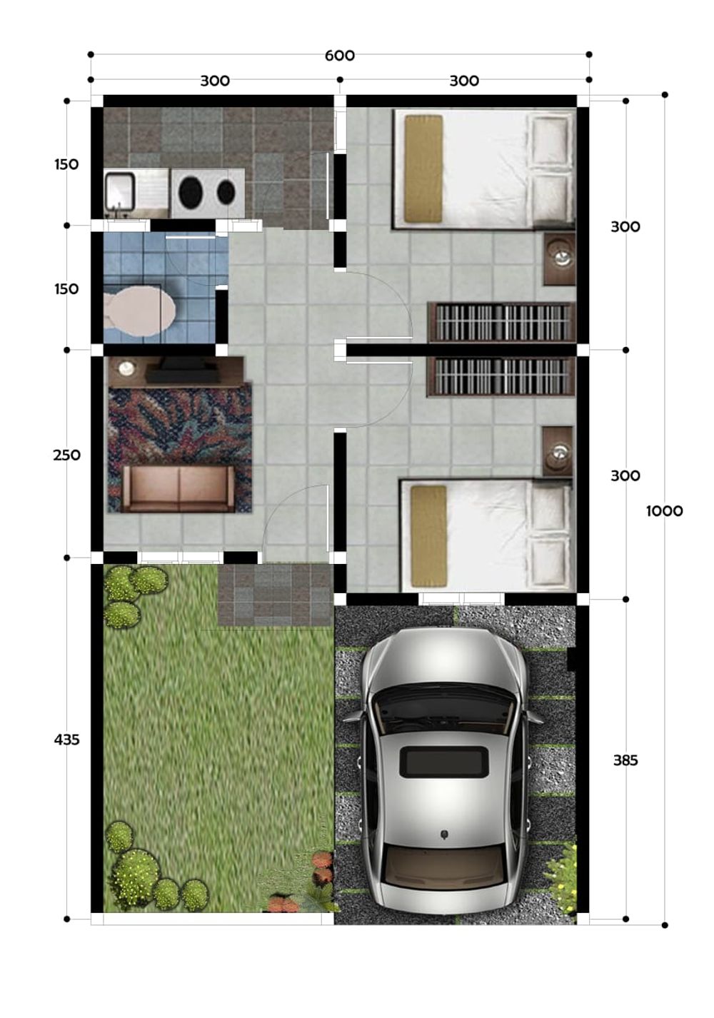 foto denah rumah tipe 36 perumahan GRAND ATHAYA RESIDENCE