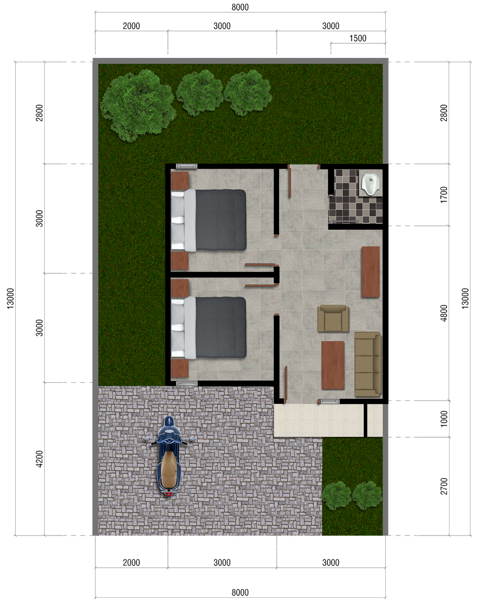 foto denah rumah tipe 36 perumahan ROYAL CATTLEYA