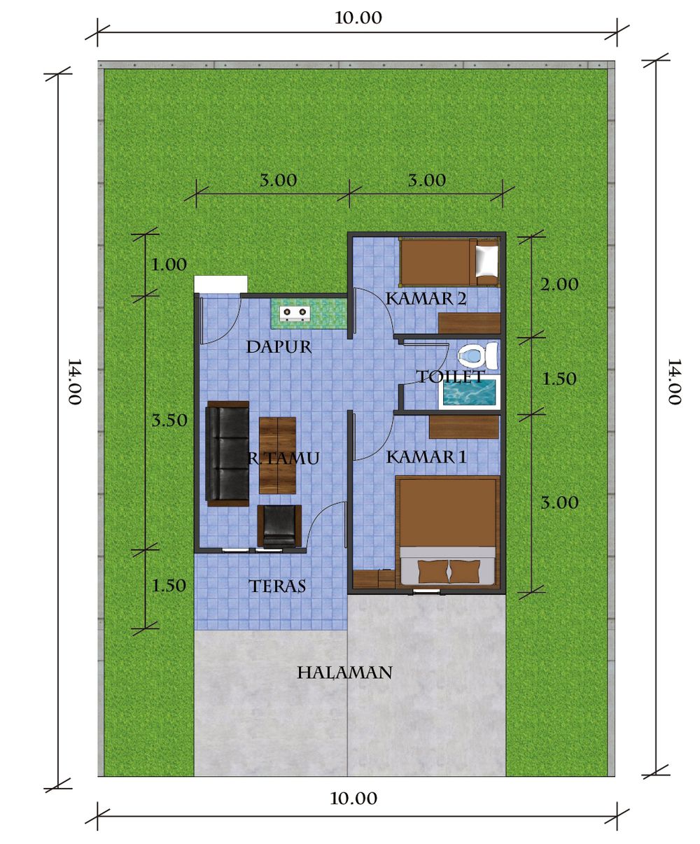 foto denah rumah tipe SUBSIDI 36 HARGA BARU perumahan Sandai Asri Residence
