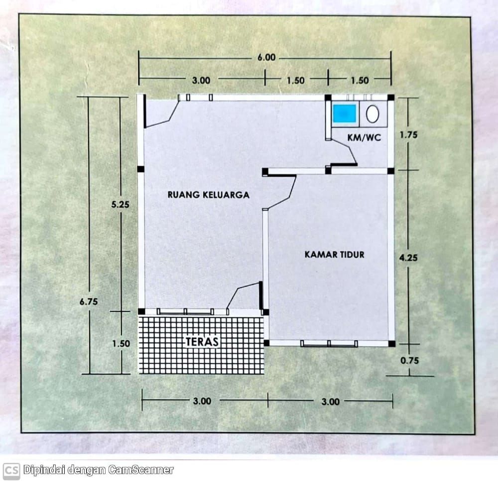 foto denah rumah tipe RHS 36 perumahan KANDIS TABEK BATU