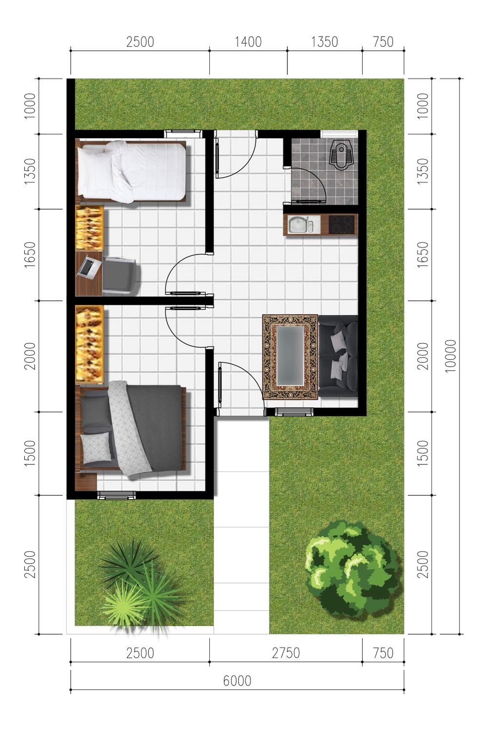 foto denah rumah tipe RST 30/60 A perumahan KOTA MANDIRI BEKALA
