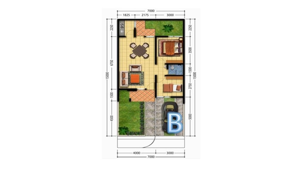 foto denah rumah tipe 36 perumahan RAINBOW RESIDENCE