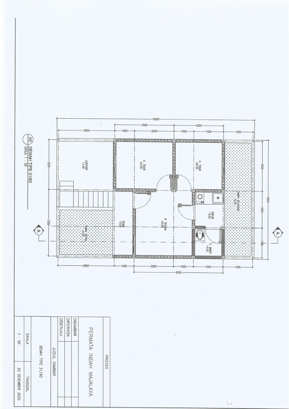 foto denah rumah tipe cempaka perumahan Permata indah majalaya