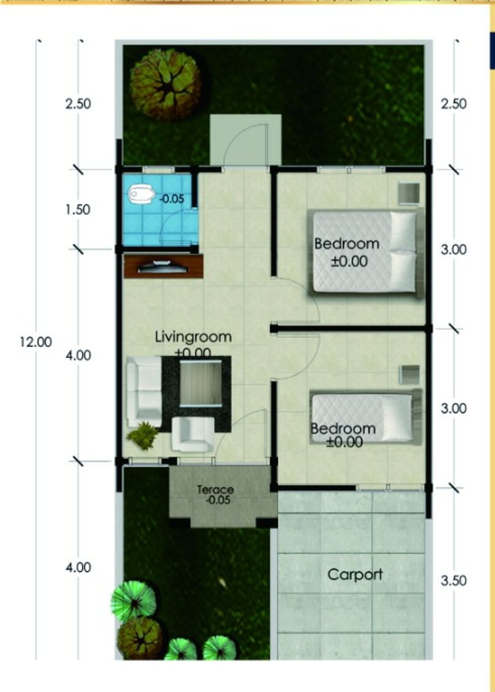 foto denah rumah tipe 36 perumahan Shamara Cluster
