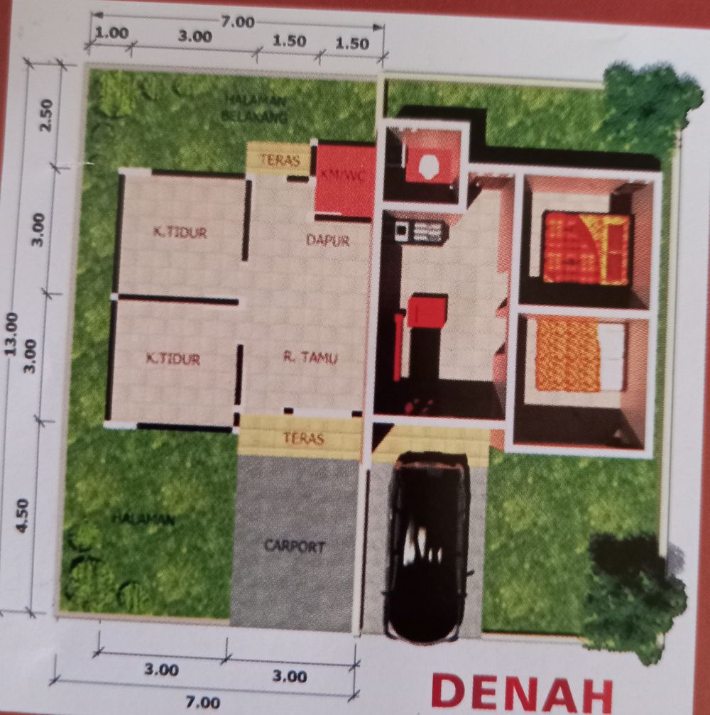 foto denah rumah tipe 36/88 perumahan REVENO RESIDENCE II