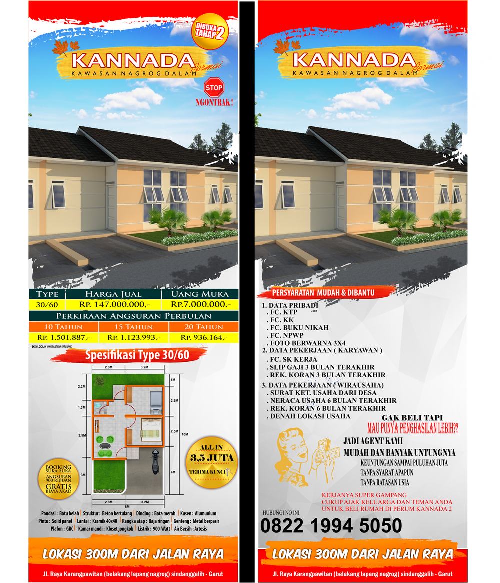 foto denah rumah tipe 36/60 perumahan Banyuresmi indah permai