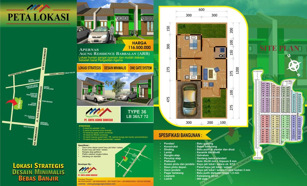 foto denah rumah tipe 36 perumahan Agung Residence Babbalan