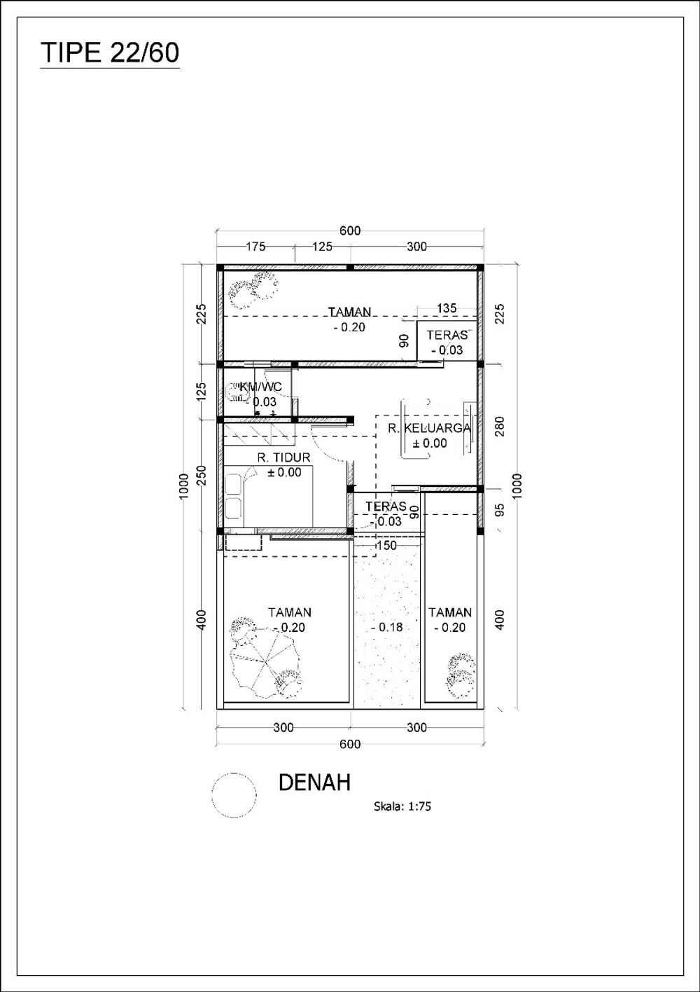 foto denah rumah tipe 22/60(4) perumahan Grand Cendana Residence