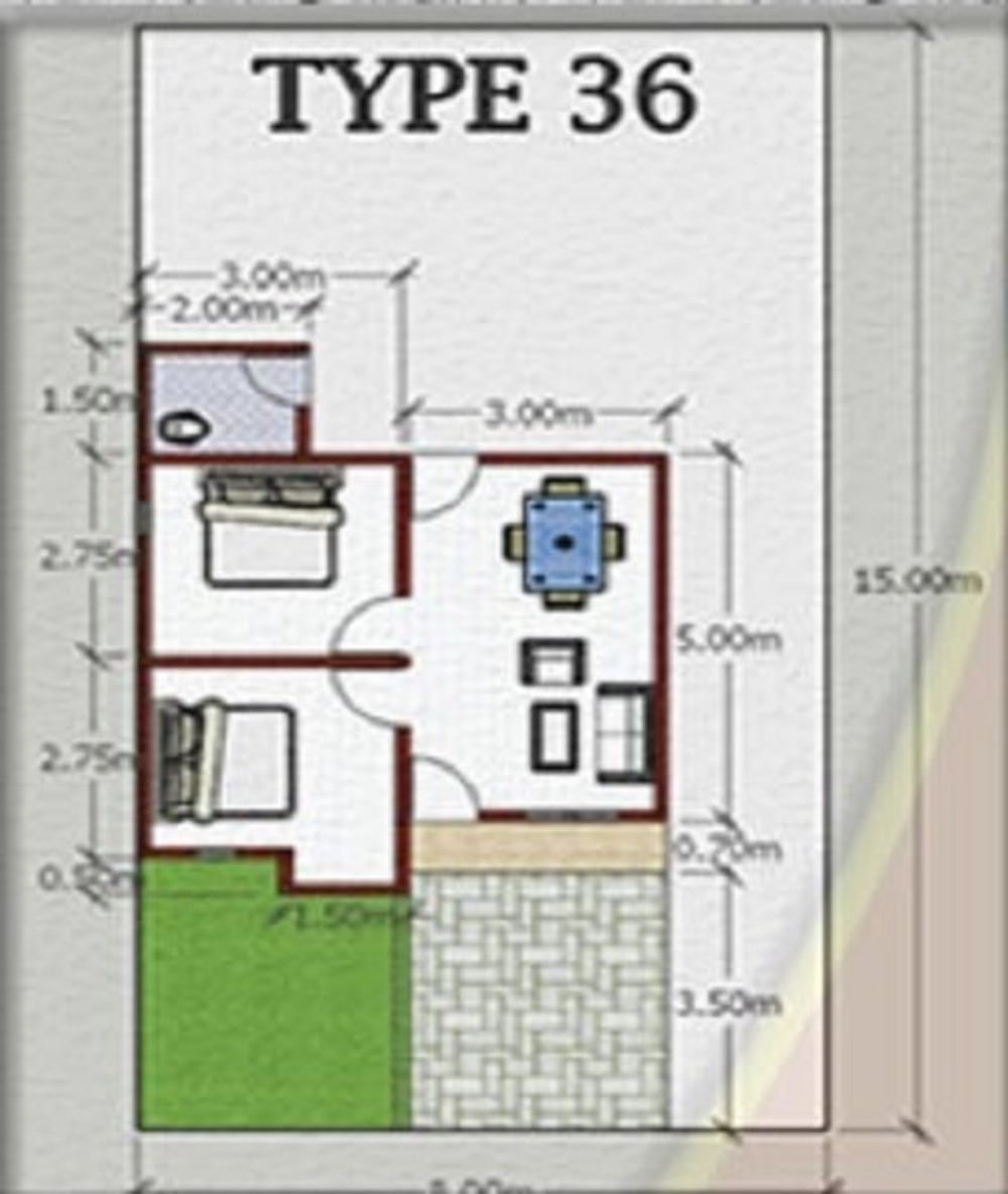 foto denah rumah tipe 36/120 perumahan Belinyu Residence 1