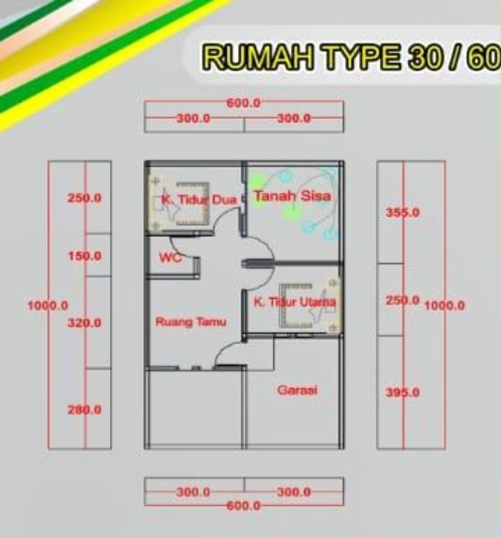foto denah rumah tipe 30/60 perumahan BUKIT PELANGI RESIDENCE TAHAP II