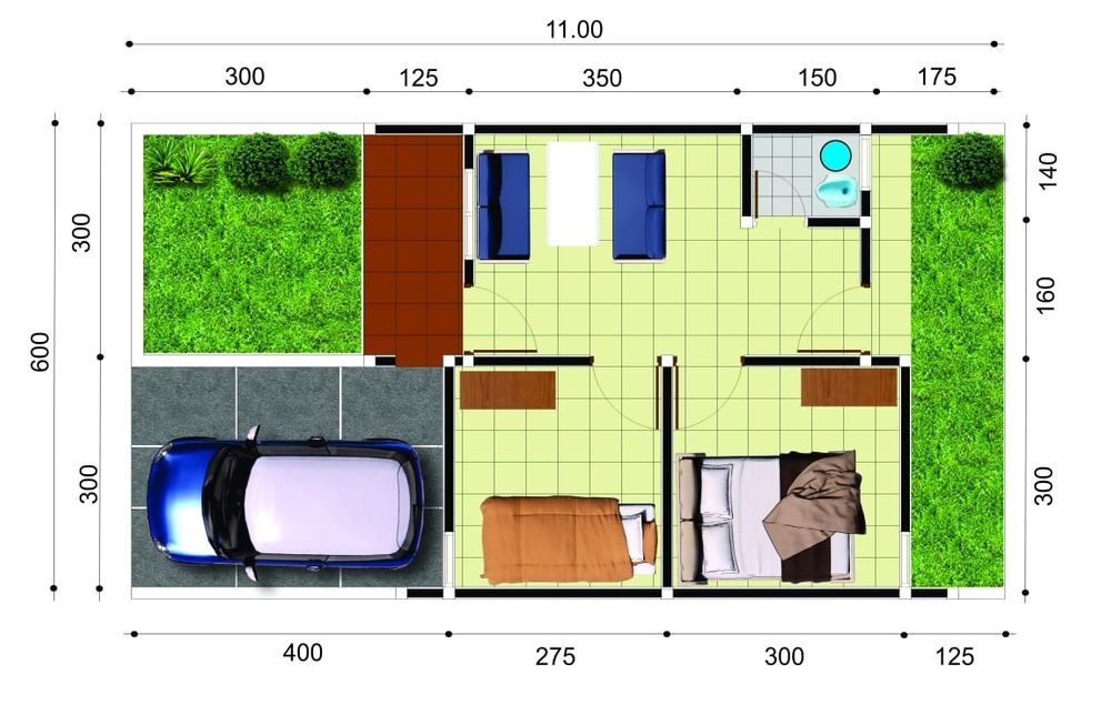 foto denah rumah tipe 36/66 perumahan GREEN TAVISHA