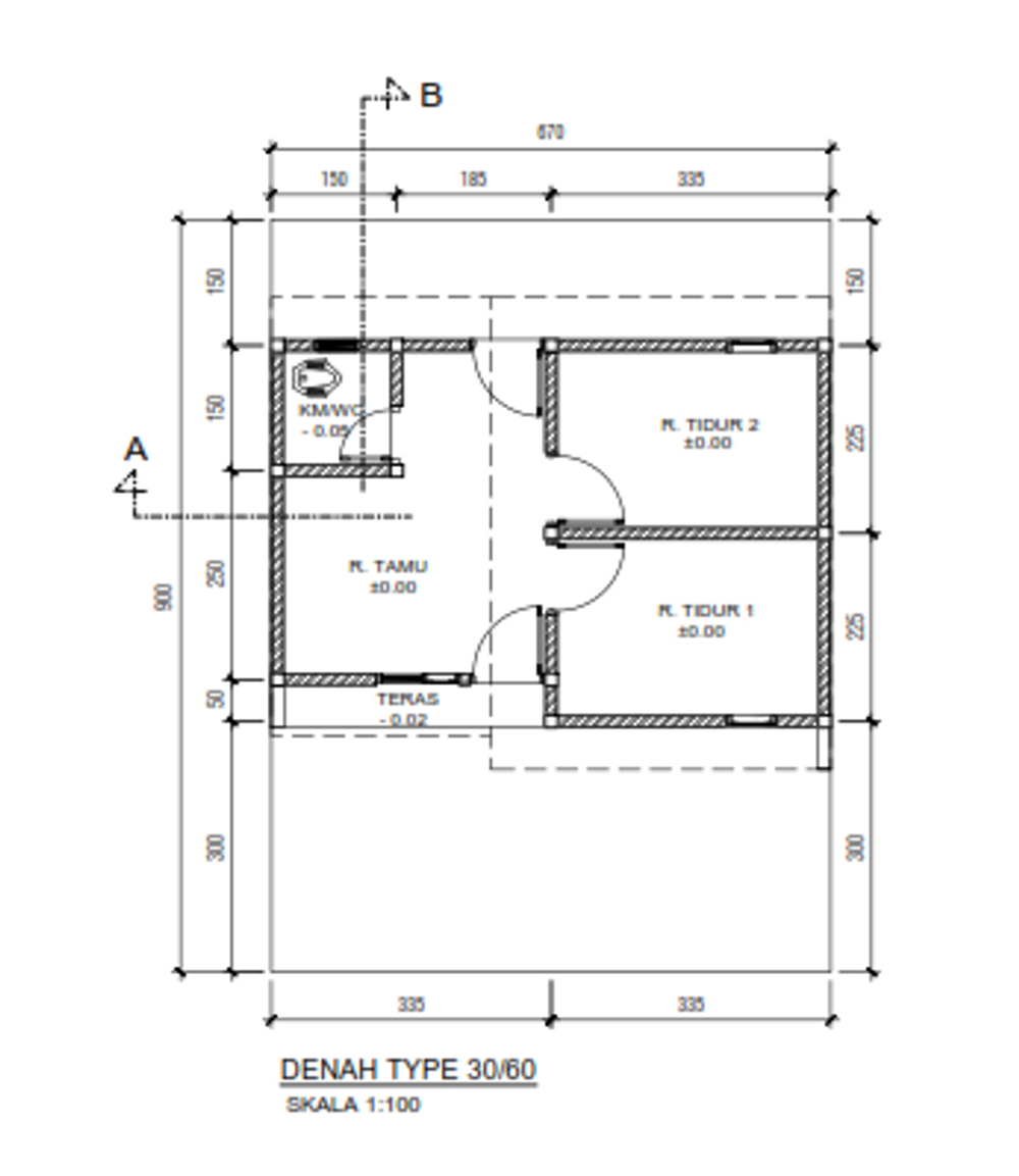 foto denah rumah tipe 30/60 perumahan Sultan Residence 1