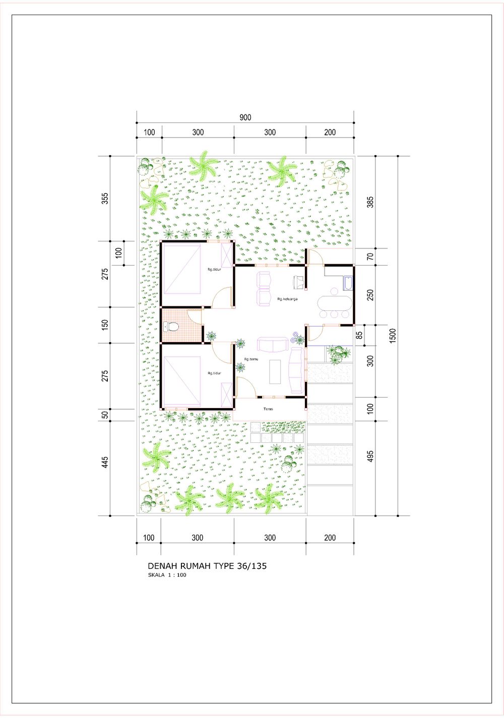 foto denah rumah tipe 36/135 perumahan Jiko Kolano Residence