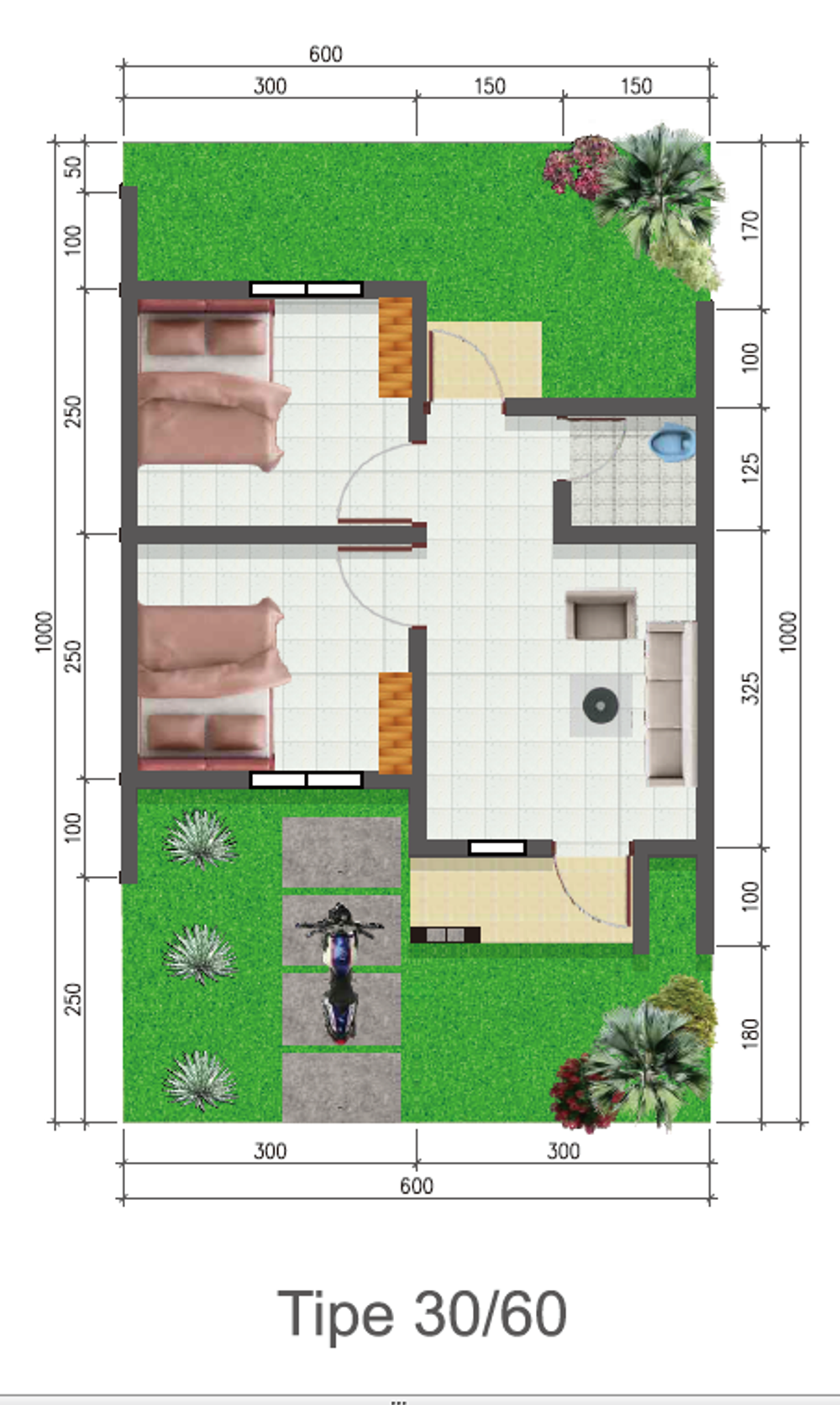 foto denah rumah tipe 30 perumahan Bukit Puncak Wangi Islamic Residence