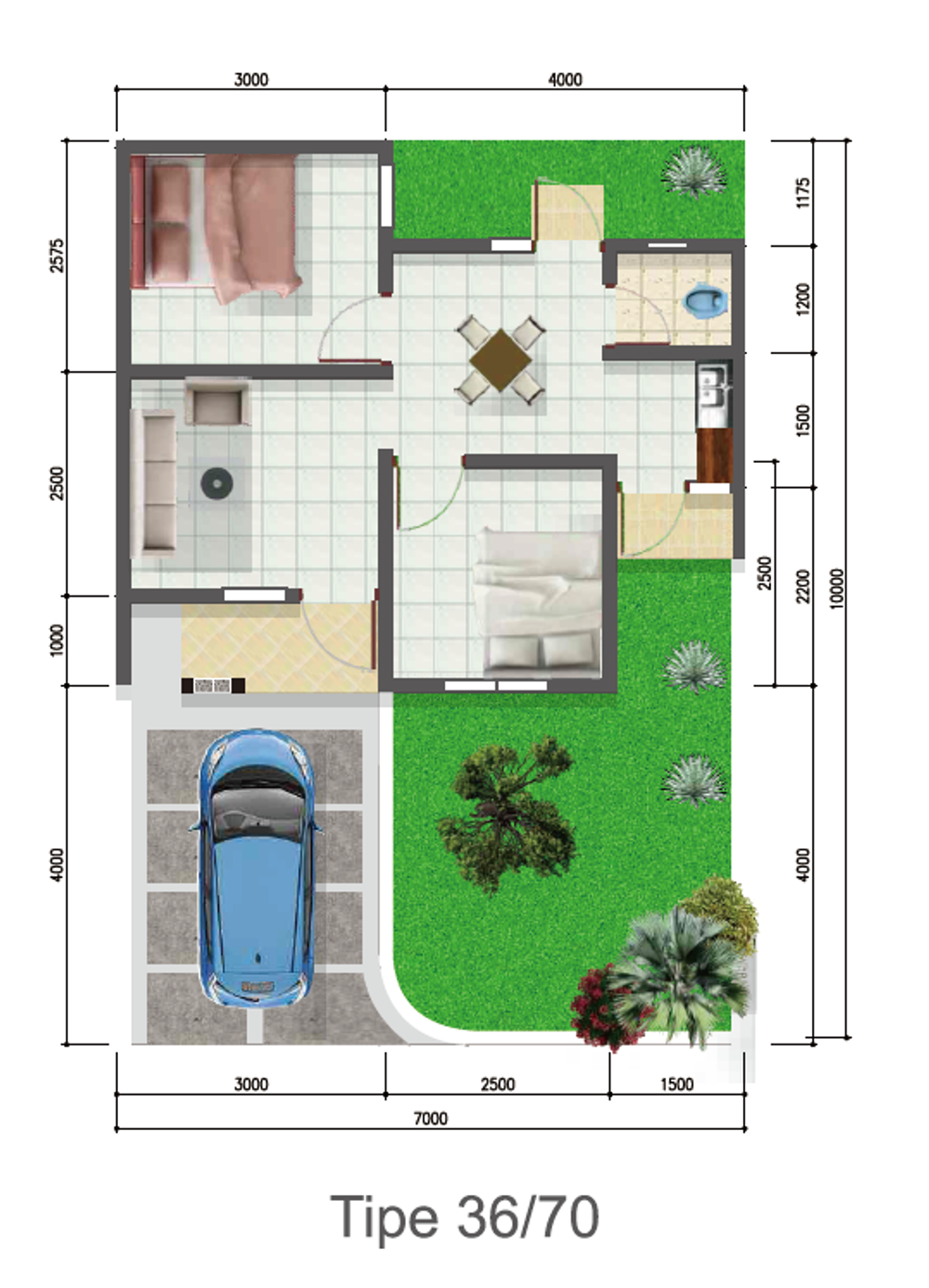 foto denah rumah tipe 36 perumahan Bukit Puncak Wangi Islamic Residence
