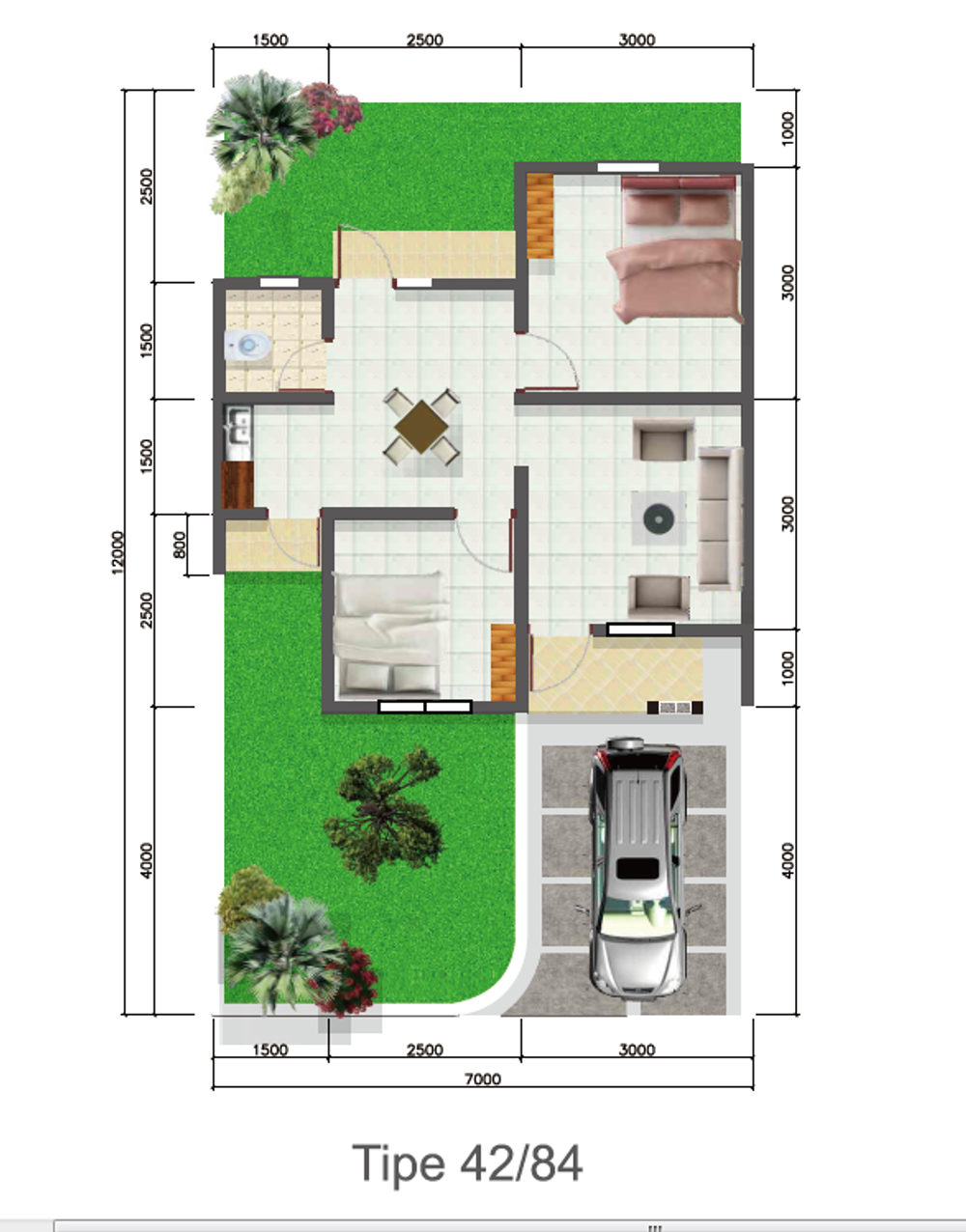 foto denah rumah tipe 42 perumahan Bukit Puncak Wangi Islamic Residence