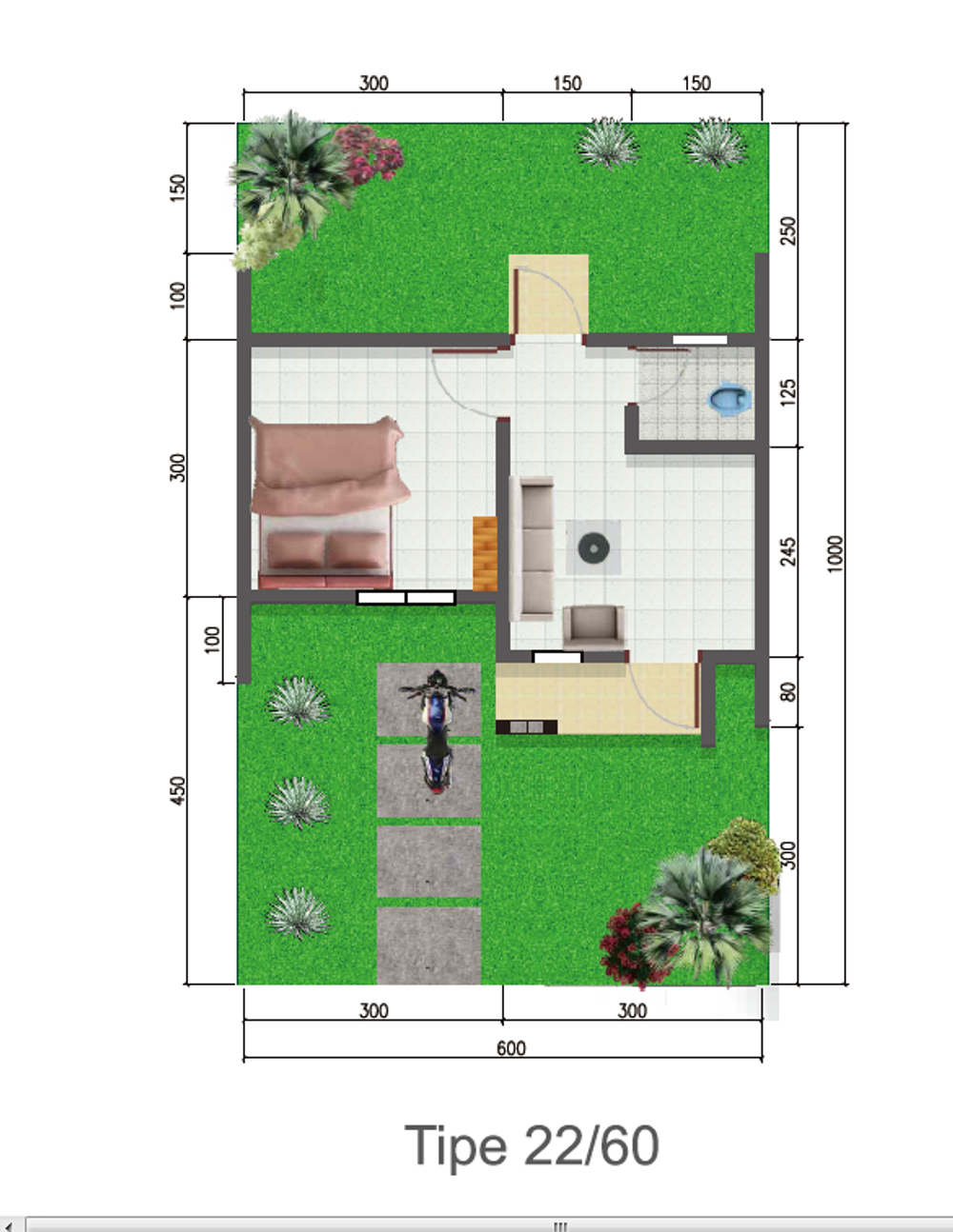 foto denah rumah tipe 22 perumahan Bukit Puncak Wangi Islamic Residence